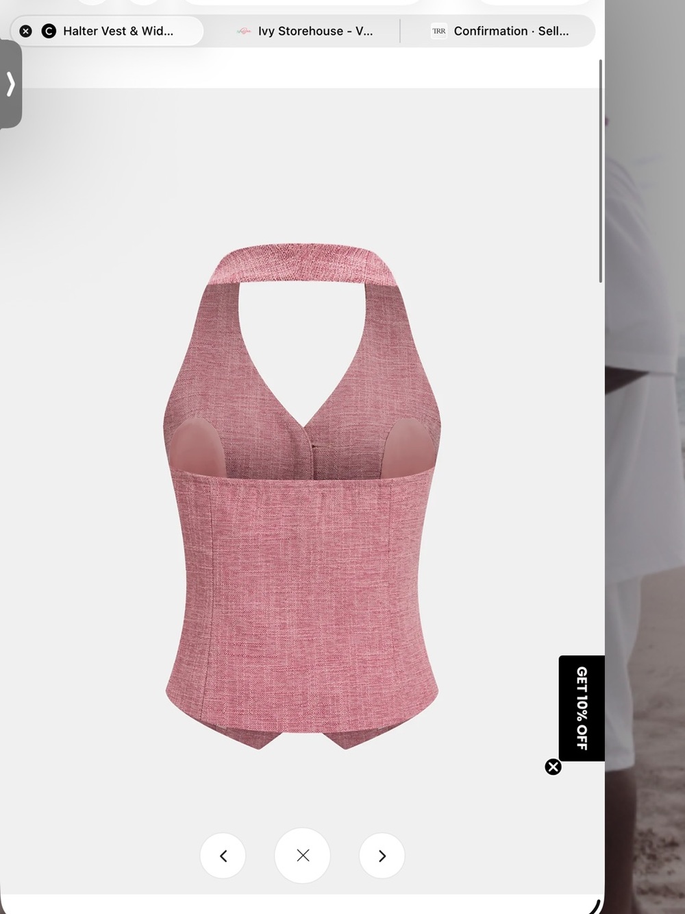 Commense Pink Halter Waistcoat with Wide-Leg Pants Size M - Picture 3 of 6
